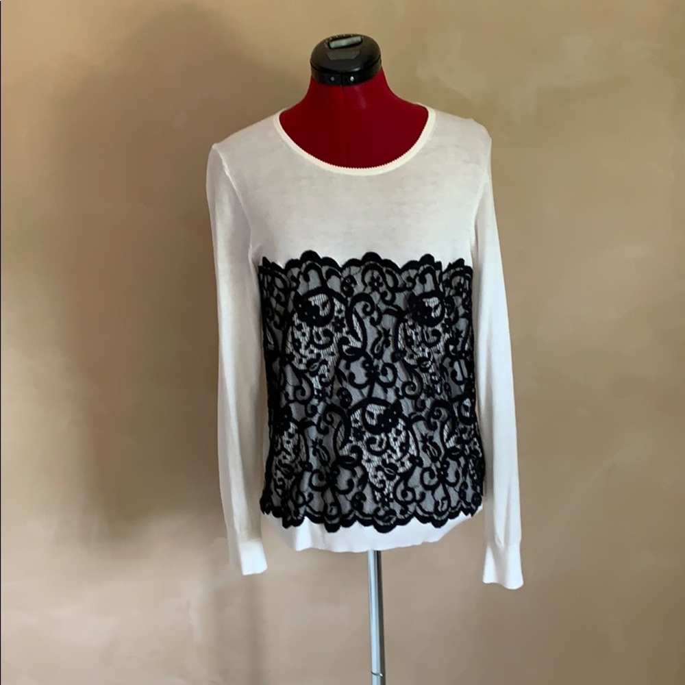 Ann Taylor Lace Front Sweater